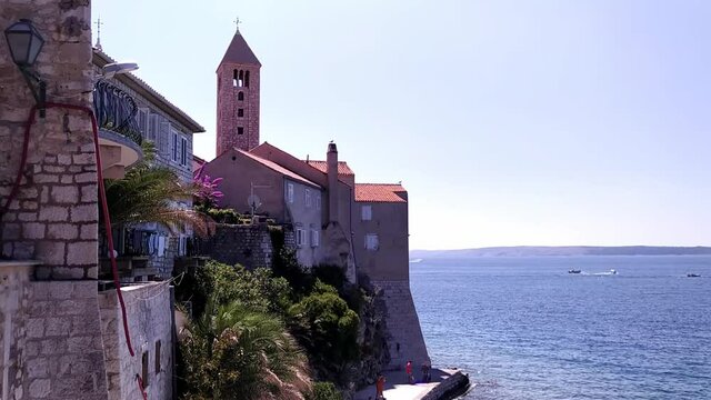 Cathedral in city Rab, medieval croatian city on island