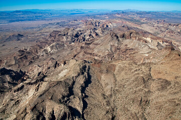 Flying over the rugged Black Mountains east of the Colorado River in Arizona
