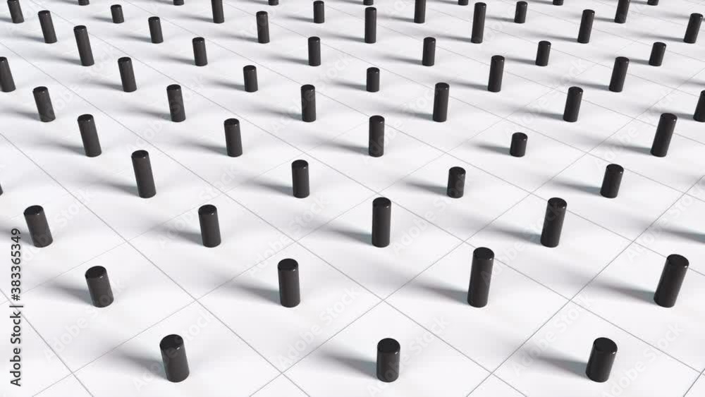 Aufkleber surface with numerous repeating cylinders. isometric background with dynamic effect. computer genera