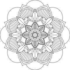 Easy Mandala coloring book simple and basic for beginners, seniors and children. Set of Mehndi flower pattern for Henna drawing and tattoo. Decoration in ethnic oriental, Indian style.