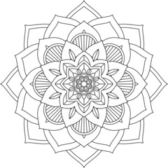 Easy Mandala coloring book simple and basic for beginners, seniors and children. Set of Mehndi flower pattern for Henna drawing and tattoo. Decoration in ethnic oriental, Indian style.