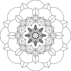 Easy Mandala coloring book simple and basic for beginners, seniors and children. Set of Mehndi flower pattern for Henna drawing and tattoo. Decoration in ethnic oriental, Indian style.