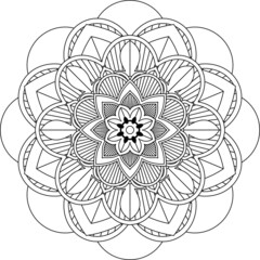 Easy Mandala coloring book simple and basic for beginners, seniors and children. Set of Mehndi flower pattern for Henna drawing and tattoo. Decoration in ethnic oriental, Indian style.