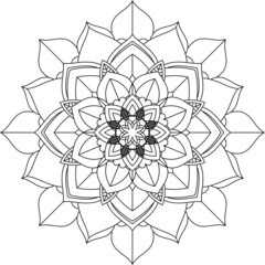 Easy Mandala coloring book simple and basic for beginners, seniors and children. Set of Mehndi flower pattern for Henna drawing and tattoo. Decoration in ethnic oriental, Indian style.