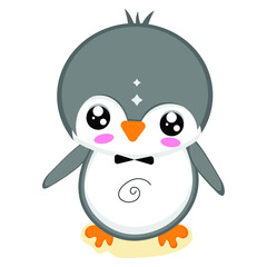 Cartoon of a cute baby penguin. Animal kawaii - Vector