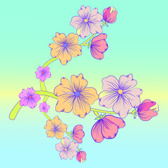 Sketch of a flower. Spring time - Vector
