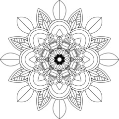 Easy Mandala coloring book simple and basic for beginners, seniors and children. Set of Mehndi flower pattern for Henna drawing and tattoo. Decoration in ethnic oriental, Indian style.