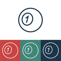 Linear vector icon with billiard ball