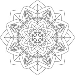 Easy Mandala coloring book simple and basic for beginners, seniors and children. Set of Mehndi flower pattern for Henna drawing and tattoo. Decoration in ethnic oriental, Indian style.