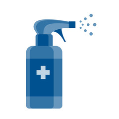 Antiseptic spray for disinfecting hands and surfaces. Prevention of infection by viruses and bacteria. Vector isolated illustration.