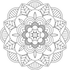 Easy Mandala coloring book simple and basic for beginners, seniors and children. Set of Mehndi flower pattern for Henna drawing and tattoo. Decoration in ethnic oriental, Indian style.