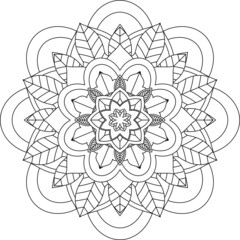 Easy Mandala coloring book simple and basic for beginners, seniors and children. Set of Mehndi flower pattern for Henna drawing and tattoo. Decoration in ethnic oriental, Indian style.