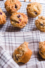 Blackberry muffin on a cooling rack