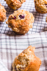 Blackberry muffin on a cooling rack