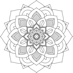 Easy Mandala coloring book simple and basic for beginners, seniors and children. Set of Mehndi flower pattern for Henna drawing and tattoo. Decoration in ethnic oriental, Indian style.