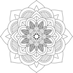Easy Mandala coloring book simple and basic for beginners, seniors and children. Set of Mehndi flower pattern for Henna drawing and tattoo. Decoration in ethnic oriental, Indian style.