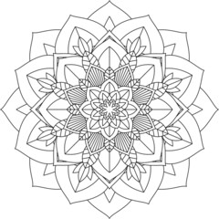 Easy Mandala coloring book simple and basic for beginners, seniors and children. Set of Mehndi flower pattern for Henna drawing and tattoo. Decoration in ethnic oriental, Indian style.