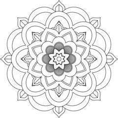 Easy Mandala coloring book simple and basic for beginners, seniors and children. Set of Mehndi flower pattern for Henna drawing and tattoo. Decoration in ethnic oriental, Indian style.