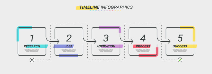 Thin line infographic template with 5 steps. Modern business concept infographics with options for brochure, diagram, workflow, timeline. Vector EPS 10