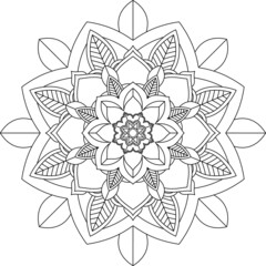 Easy Mandala coloring book simple and basic for beginners, seniors and children. Set of Mehndi flower pattern for Henna drawing and tattoo. Decoration in ethnic oriental, Indian style.