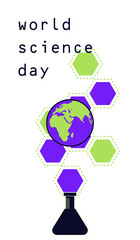 poster design for world science day. Scientific concept in geometric style