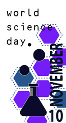poster design for world science day. Scientific concept in geometric style