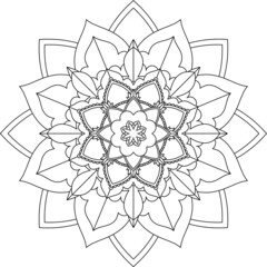 Easy Mandala coloring book simple and basic for beginners, seniors and children. Set of Mehndi flower pattern for Henna drawing and tattoo. Decoration in ethnic oriental, Indian style.