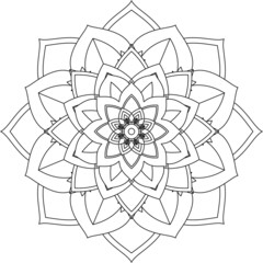 Easy Mandala coloring book simple and basic for beginners, seniors and children. Set of Mehndi flower pattern for Henna drawing and tattoo. Decoration in ethnic oriental, Indian style.