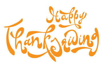 Happy Thanksgiving brush hand lettering text isolated