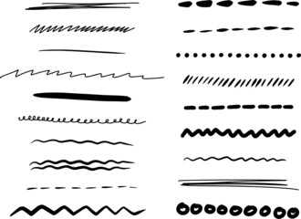 Hand drawn set of lines. Vector illustration. Doodle lines, frame elements.