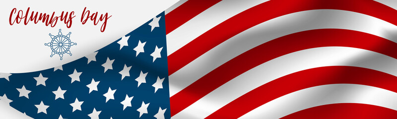 Columbus Day banner. Discovery of America concept. American flag. USA national October holiday. Vector illustration.