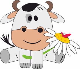 Cute and funny little cow	
