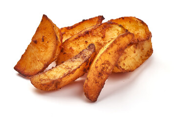 Baked Potato Wedges, isolated on white background
