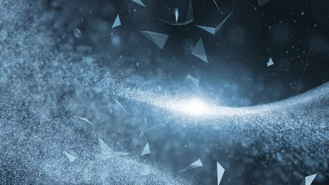 Abstract binary numbers cyberspace network with dots motion background.