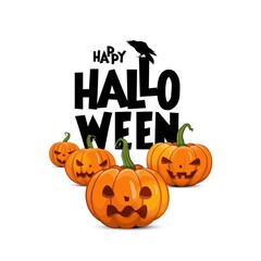 Happy Halloween. Vector, pumpkin, horror, scary, crow, holiday, letter, autumn. Greeting cards, posters, banners, flyers and invitations.