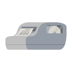 Bar code printer.Label printer Vector flat Check print.Cash machine.Isolated on a white background.