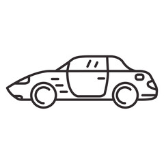 Coupe sports car icon outline. Line art vector. Vehicle side view.Isolated on a white background.