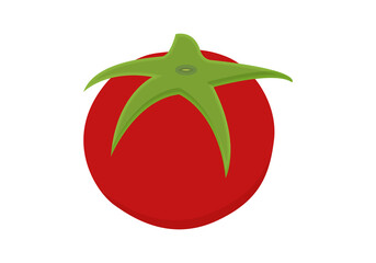 Tomate rojo en fondo blanco.