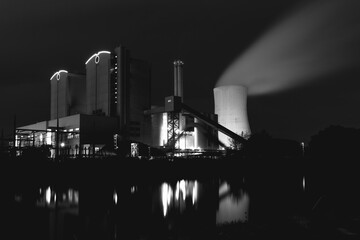 power plant at night