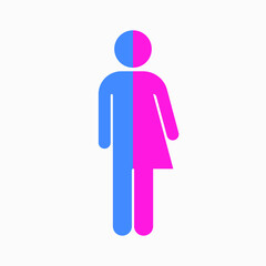 The transgender symbol isolated on white background. Transsexual icon. Half the male and female icon.