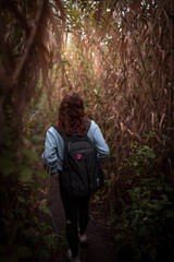 Chica haciendo el precioso sendero del barranco de los Cern&iacute;calos, Gran Canaria. Espa&ntilde;a