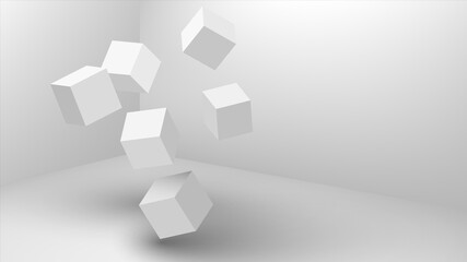 Fototapeta na wymiar Falling 3D cubes. Abstract geometric background. Vector illustration