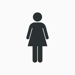 Woman pictogram isolated on white background. Black symbol of woman. Female icon.