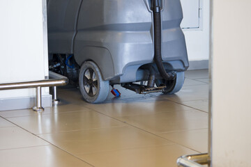 Brush in the battery scrubber-dryer in airport