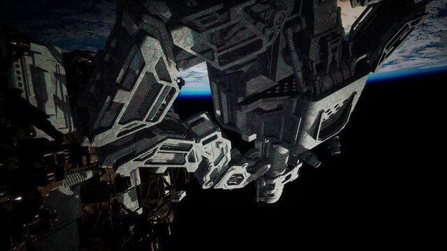 alien spaceship armada nearing Earth, for futuristic, fantasy or interstellar deep space travel backgrounds. Elements of this animation furnished by NASA.