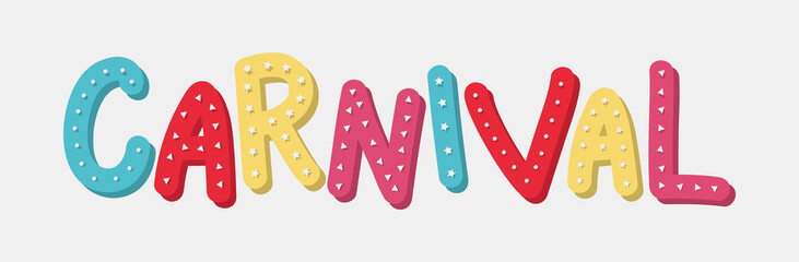 Hand drawn text for Carnival Party. Vector