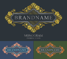 Retro Luxurious design elements ornamental frame. Vintage ornament greeting card vector template. Retro wedding invitation, advertising or other design and place for text