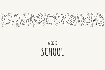 Back to School. Card with funny doodles. Vector