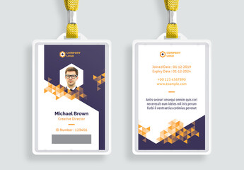Id Card Layout with Yellow Gradient Triangle Elements