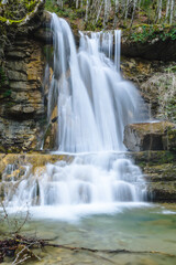 Fototapeta premium Waterfall in the woods (Vallfogona de Ripolles, Catalonia, Spain)